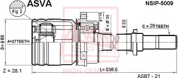 ASVA NSIP-5009 - Kit giunti, Semiasse autozon.pro