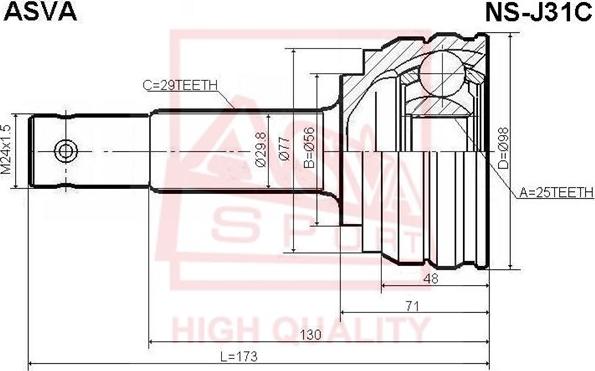 ASVA NS-J31C - Kit giunti, Semiasse autozon.pro