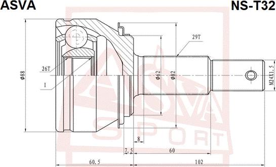 ASVA NS-T32 - Kit giunti, Semiasse autozon.pro