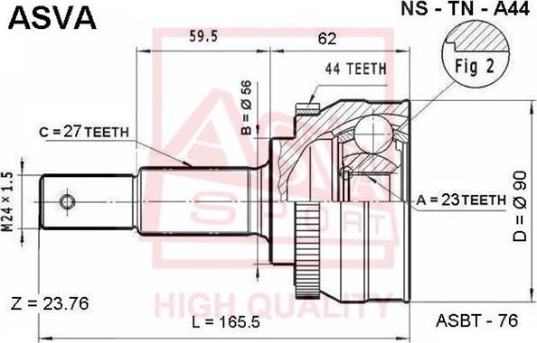 ASVA NS-TN-A44 - Kit giunti, Semiasse autozon.pro