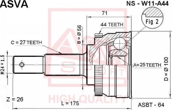 ASVA NS-W11A44 - Kit giunti, Semiasse autozon.pro