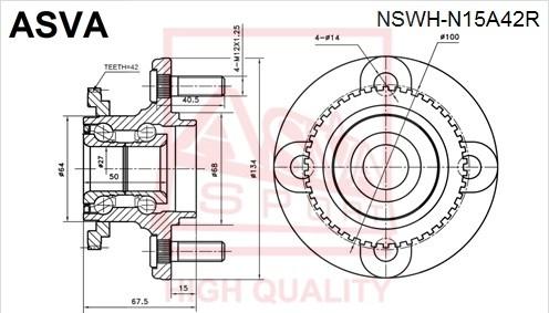 ASVA NSWH-N15A42R - Mozzo ruota autozon.pro