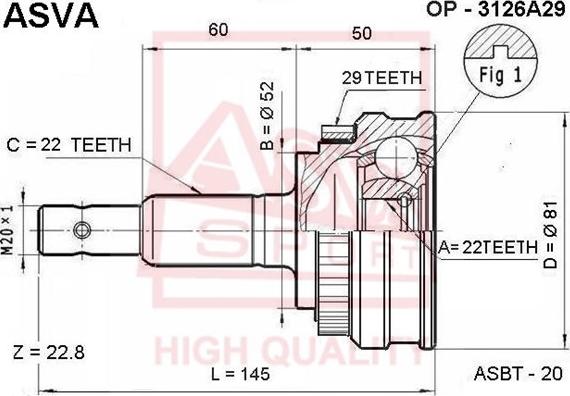 ASVA OP-3126A29 - Kit giunti, Semiasse autozon.pro