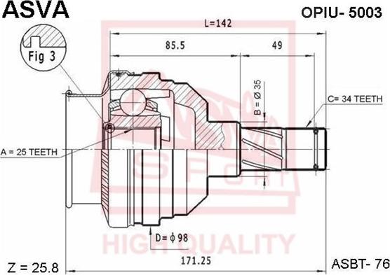 ASVA OPIU-5003 - Kit giunti, Semiasse autozon.pro