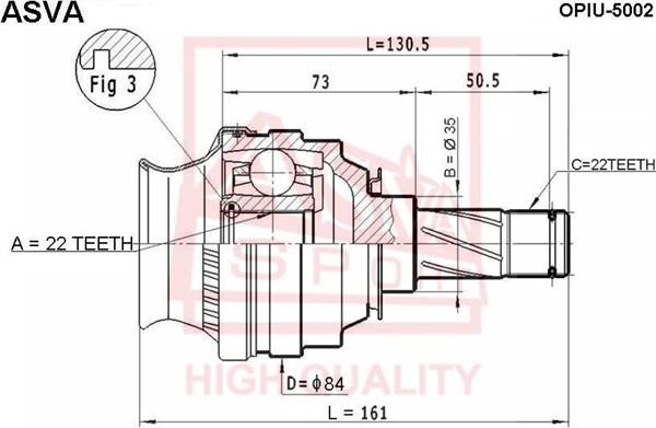 ASVA OPIU-5002 - Kit giunti, Semiasse autozon.pro