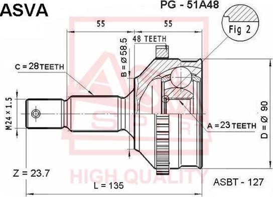 ASVA PG-51A48 - Kit giunti, Semiasse autozon.pro