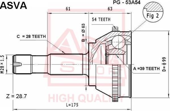 ASVA PG-53A54 - Kit giunti, Semiasse autozon.pro