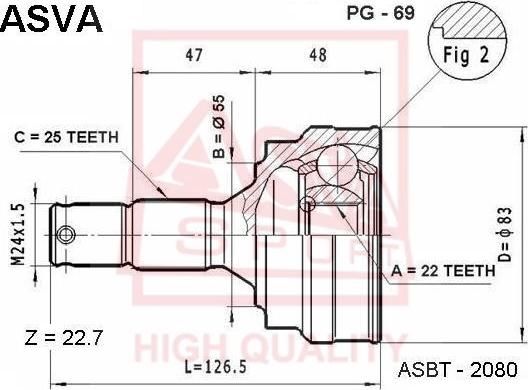 ASVA PG-69 - Kit giunti, Semiasse autozon.pro