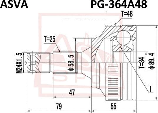 ASVA PG-364A48 - Kit giunti, Semiasse autozon.pro