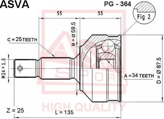 ASVA PG-364 - Kit giunti, Semiasse autozon.pro