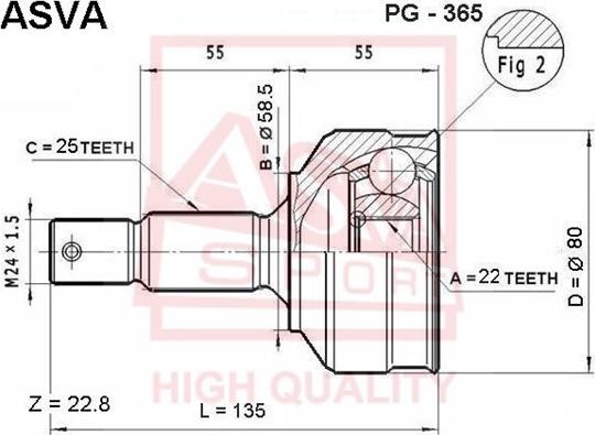 ASVA PG-365 - Kit giunti, Semiasse autozon.pro