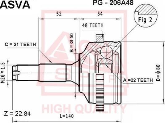 ASVA PG-206A48 - Kit giunti, Semiasse autozon.pro