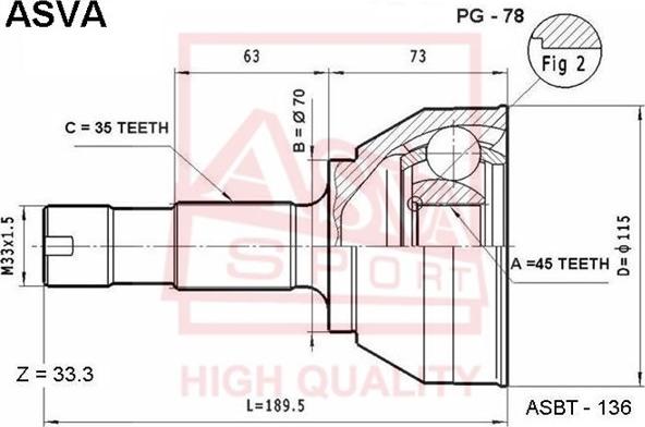 ASVA PG-78 - Kit giunti, Semiasse autozon.pro