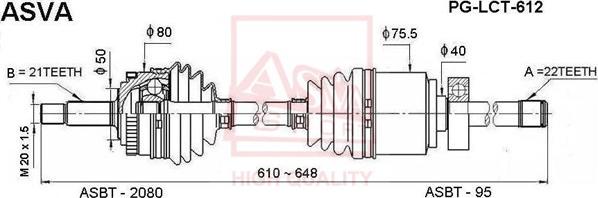 ASVA PG-LCT-612 - Albero motore / Semiasse autozon.pro