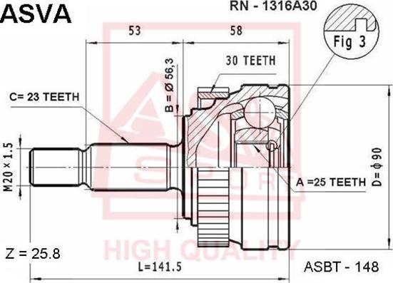 ASVA RN-1316A30 - Kit giunti, Semiasse autozon.pro