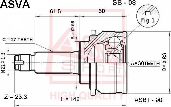 ASVA SB-08 - Kit giunti, Semiasse autozon.pro