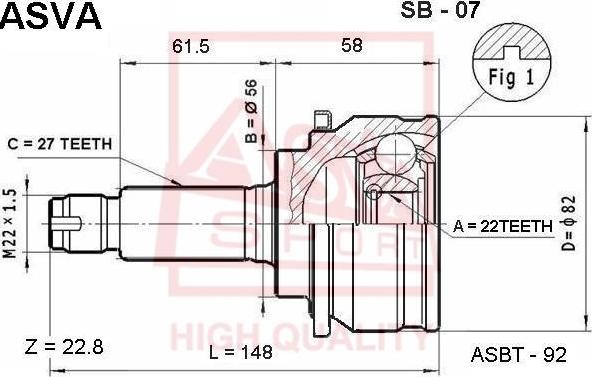 ASVA SB-07 - Kit giunti, Semiasse autozon.pro