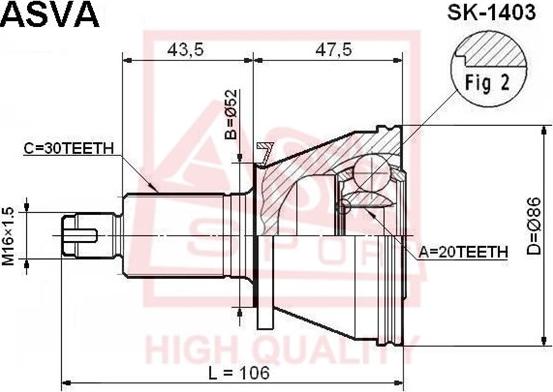 ASVA SK-1403 - Kit giunti, Semiasse autozon.pro