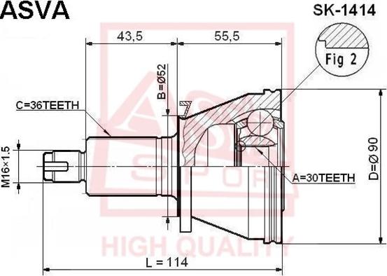 ASVA SK-1414 - Kit giunti, Semiasse autozon.pro