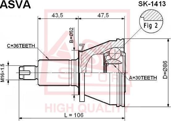 ASVA SK-1413 - Kit giunti, Semiasse autozon.pro