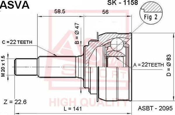 ASVA SK-1158 - Kit giunti, Semiasse autozon.pro