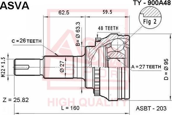 ASVA TY-900A48 - Kit giunti, Semiasse autozon.pro