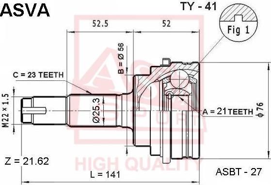 ASVA TY-41 - Kit giunti, Semiasse autozon.pro