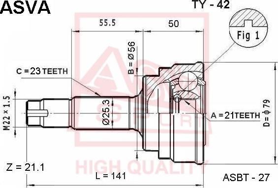 ASVA TY-42 - Kit giunti, Semiasse autozon.pro