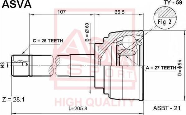 ASVA TY-59 - Kit giunti, Semiasse autozon.pro