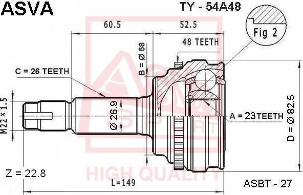 ASVA TY-54A48 - Kit giunti, Semiasse autozon.pro