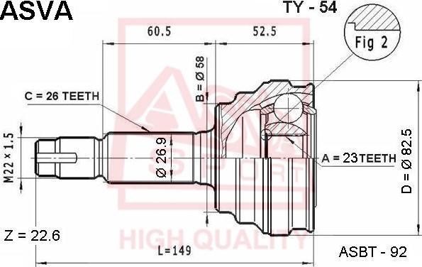 ASVA TY-54 - Kit giunti, Semiasse autozon.pro