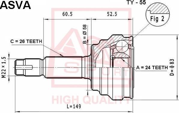 ASVA TY-55 - Kit giunti, Semiasse autozon.pro