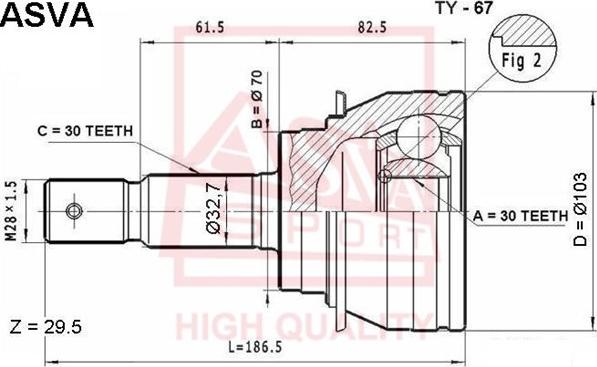 ASVA TY-67 - Kit giunti, Semiasse autozon.pro