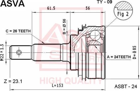 ASVA TY-09 - Kit giunti, Semiasse autozon.pro