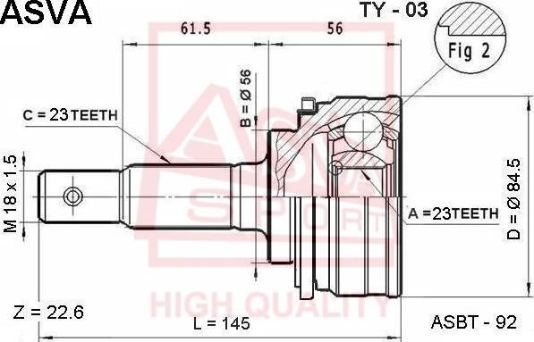 ASVA TY-03 - Kit giunti, Semiasse autozon.pro