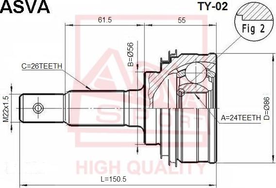 ASVA TY-02 - Kit giunti, Semiasse autozon.pro