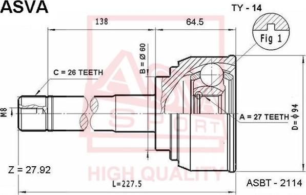 ASVA TY-14 - Kit giunti, Semiasse autozon.pro