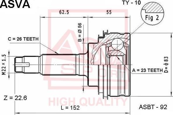 ASVA TY-10 - Kit giunti, Semiasse autozon.pro