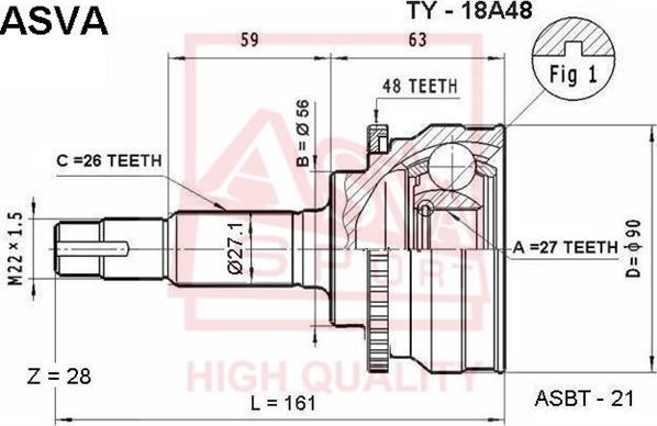 ASVA TY-18A48 - Kit giunti, Semiasse autozon.pro