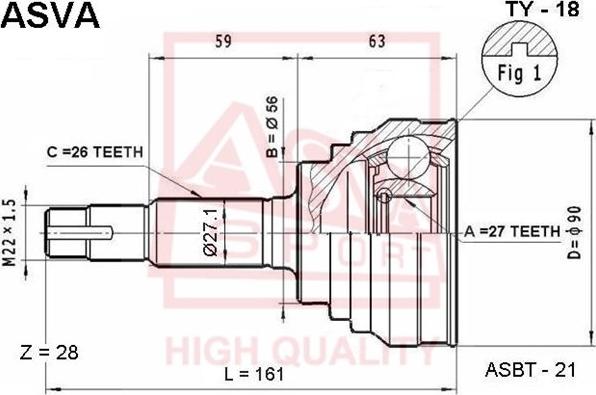 ASVA TY-18 - Kit giunti, Semiasse autozon.pro