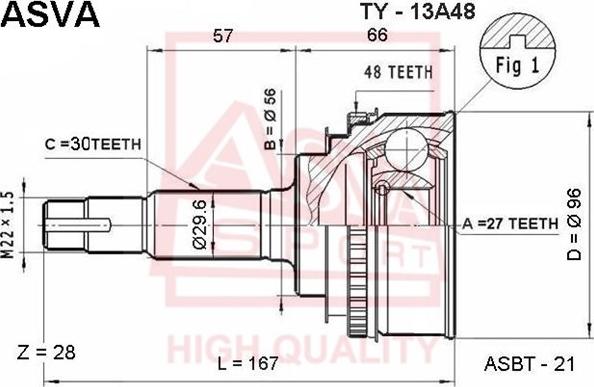 ASVA TY-13A48 - Kit giunti, Semiasse autozon.pro