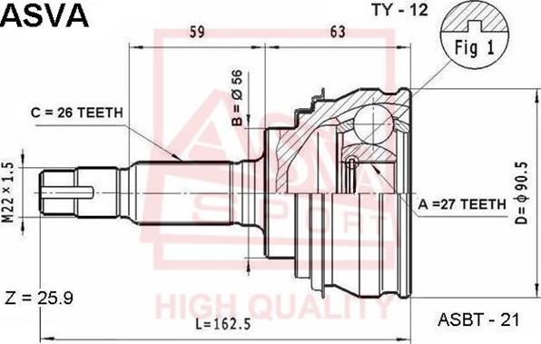 ASVA TY-12 - Kit giunti, Semiasse autozon.pro