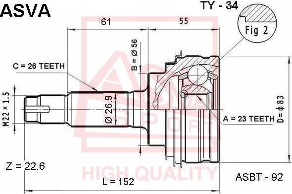 ASVA TY-34 - Kit giunti, Semiasse autozon.pro