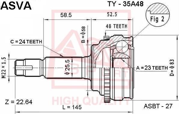 ASVA TY-35A48 - Kit giunti, Semiasse autozon.pro