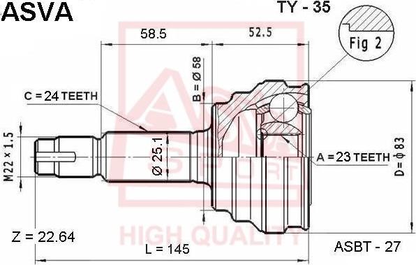 ASVA TY-35 - Kit giunti, Semiasse autozon.pro