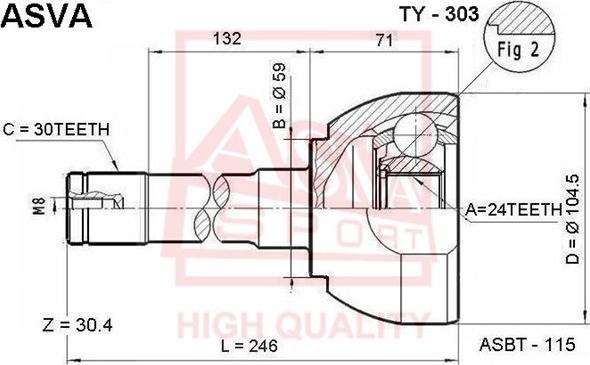 ASVA TY-303 - Kit giunti, Semiasse autozon.pro