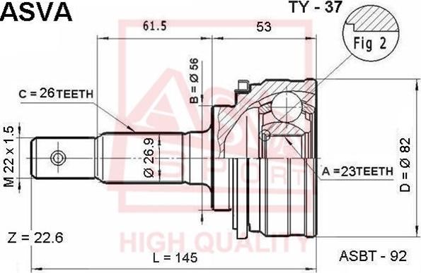 ASVA TY-37 - Kit giunti, Semiasse autozon.pro