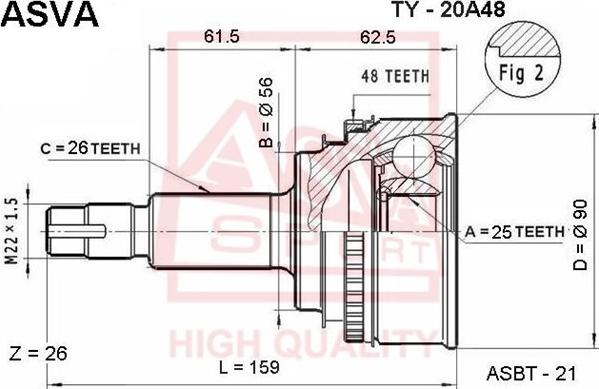 ASVA TY-20A48 - Kit giunti, Semiasse autozon.pro