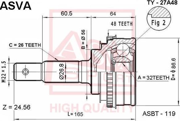 ASVA TY-27A48 - Kit giunti, Semiasse autozon.pro