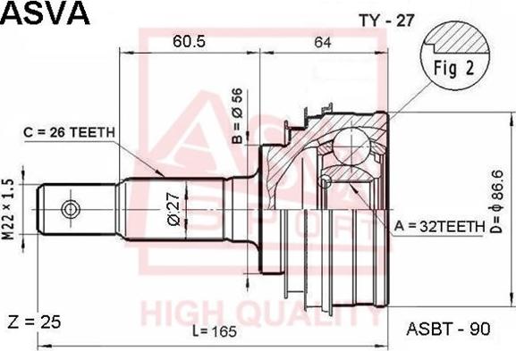 ASVA TY-27 - Kit giunti, Semiasse autozon.pro